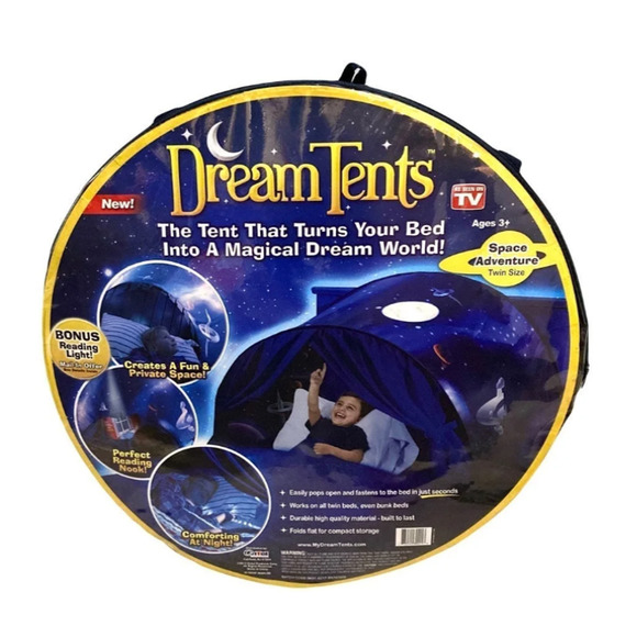 thumbnail image 2 of Ontel Dream Tents Space Adventure Pop-Up Bed Tent For Kids - Glow In Dark Canopy With Reading Light For Twin & Bunk Beds 2 of 12